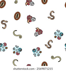 helminth worm parasite roundworm vector seamless pattern thin line illustration