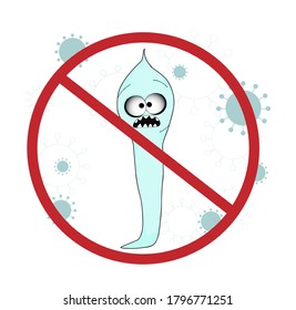 helminths, roundworms. intestinal parasites. warning sign (parasitism), vector illustration. The concept of parasites in humans and humans.
 Risk of infection with helminths. Anthelmintic agent. Healt