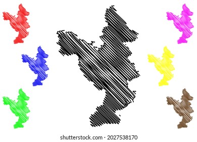 Helmstedt District (Federal Republic Of Germany, Rural District, State Of Lower Saxony) Map Vector Illustration, Scribble Sketch Helmstedt Map