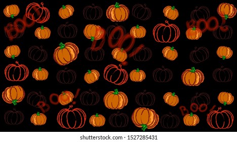 Heloween. Pumpkins on a black background. The mood of the holiday. Autumn mood.