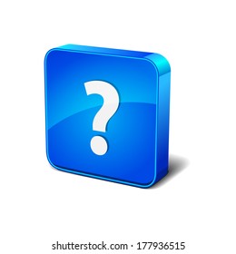 Help 3d Rounded Corner Blue Vector Icon Button