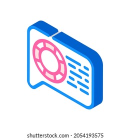 Hilfe und Beratung Sprache isometrische Symbol Vektor. Hilfs- und Beratungsgespräch-Schild. einzelne Symbolillustration