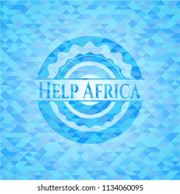 Help Africa sky blue emblem. Mosaic background