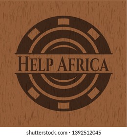 Help Africa wooden emblem. Vintage. Vector Illustration.