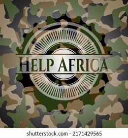 Help Africa written on a camo texture. Vector Illustration. Detailed. 