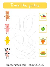 Ayuda a los animales a encontrar su camino. Lección para la educación y las actividades de los niños. Edad 3-5.