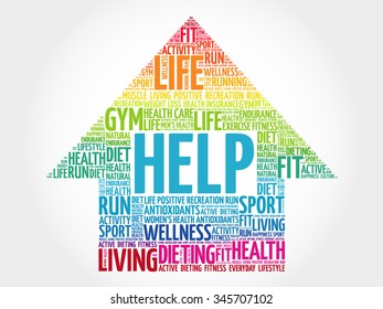 HELP arrow word cloud, health concept