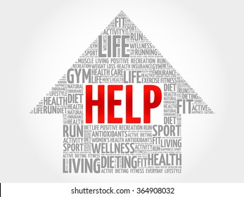 HELP arrow word cloud, health concept