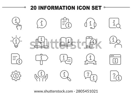 Help, ask question line icon set. FAQ, support, secret info, problem solution, brain, idea, message minimal vector illustrations. Simple outline signs for answer.  Editable Stroke