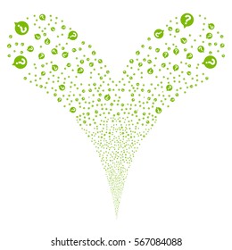 Help Balloon fireworks stream. Vector illustration style is flat eco green iconic symbols on a white background. Object double fountain done from random design elements.