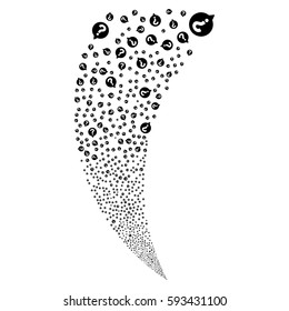 Help Balloon random fireworks stream. Vector illustration style is flat black iconic symbols on a white background. Object fountain created from scattered design elements.