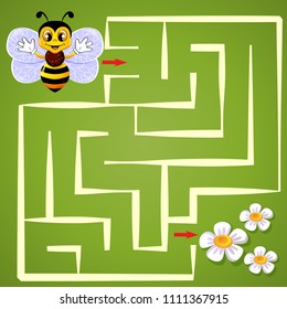 Help bee find path to flower. Labyrinth. Maze game for kids