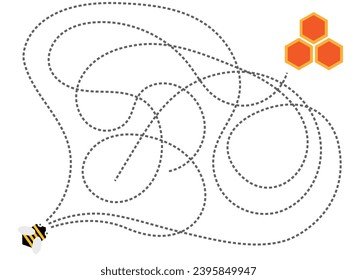 Help Bee Find its Way to the Hive. Riddle for a child vector art