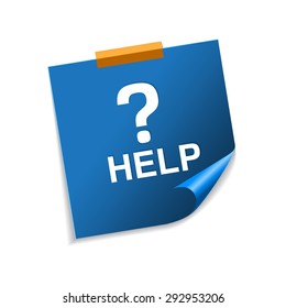 Help Blue Sticky Notes Vector Icon Design