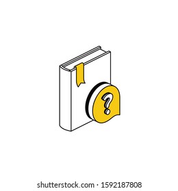 Help book bubble faq. Vector line, 3d stroke isometric, color web icon, new flat style. Creative illustration design, abstract idea for infographics.