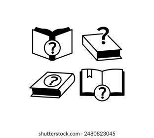 help book with question mark icons symbol vector design black white color illustration collection set