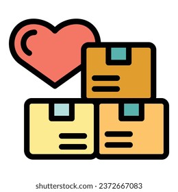 Help box icon outline vector. Migrant help. War migration color flat