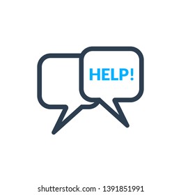Help bubble icon vector blue