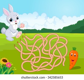 Help bunny to find way to carrot in the maze.