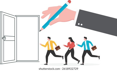Help the businessman draw an open door

