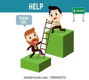 help . Businessman help partner go to on graph ,
modern design flat character isolated on white background.
business stock concept.