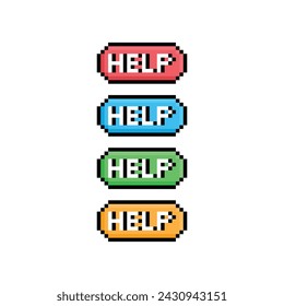 help button 8 bit text help Pixel art 8-bit for game 