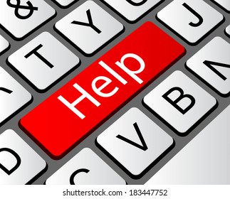 Help button concept, computer keyboard with word help