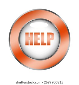 Icono de Botón de ayuda. Anillo metálico naranja. Símbolo de Servicio al cliente. Signo de asistencia de Vector