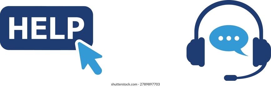 Help button with magnifying glass icon on blue background vector illustration