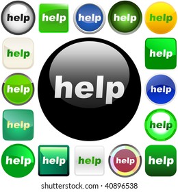 Help buttons. Vector set for web