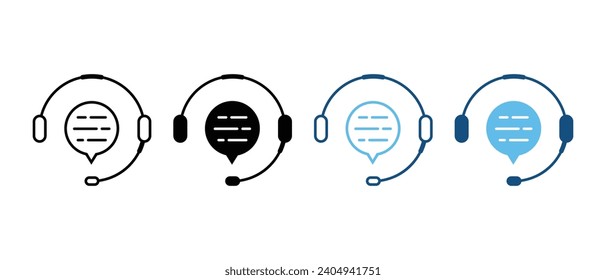 Help Call Center, Hotline Silhouette Icon Set. Customer Support Service Pictogram. Online Operator Symbol Collection. Headset with Speech Bubble Black and Color Sign. Isolated Vector Illustration.