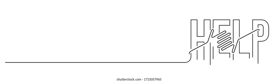 Helfen Sie Calligrafic line Art Text Banner Poster Vektorillustration Illustration Design.