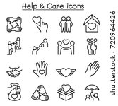 Help, care, Friendship, Generous & Charity icon set in thin line style