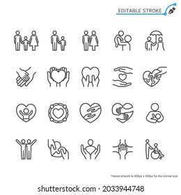 Help and care line icons. Editable stroke. Pixel perfect.