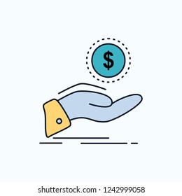 help, cash out, debt, finance, loan Flat Icon. green and Yellow sign and symbols for website and Mobile appliation. vector illustration