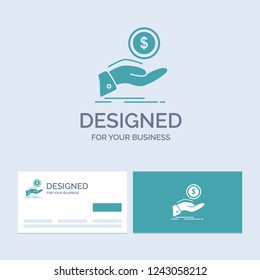 help, cash out, debt, finance, loan Business Logo Glyph Icon Symbol for your business. Turquoise Business Cards with Brand logo template.