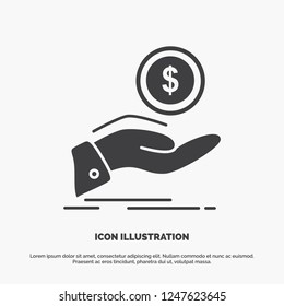 help, cash out, debt, finance, loan Icon. glyph vector gray symbol for UI and UX, website or mobile application