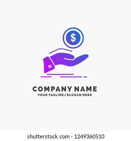 help, cash out, debt, finance, loan Purple Business Logo Template. Place for Tagline.