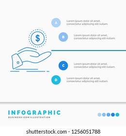 help, cash out, debt, finance, loan Infographics Template for Website and Presentation. Line Blue icon infographic style vector illustration