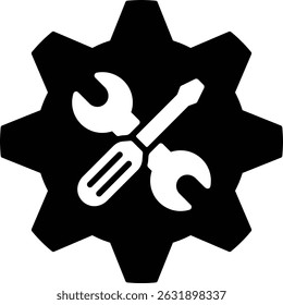 Icono de centro de ayuda con destornillador y llave, ideal para Asistencia al cliente, páginas de preguntas frecuentes, portales de servicio y herramientas de ayuda de interfaz de usuario
