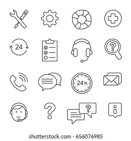 Help Center: Thin Monochrome Icon Set, Black And White Kit