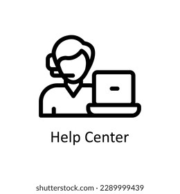 Iconos de contorno del vector del centro de ayuda. Material gráfico simple
