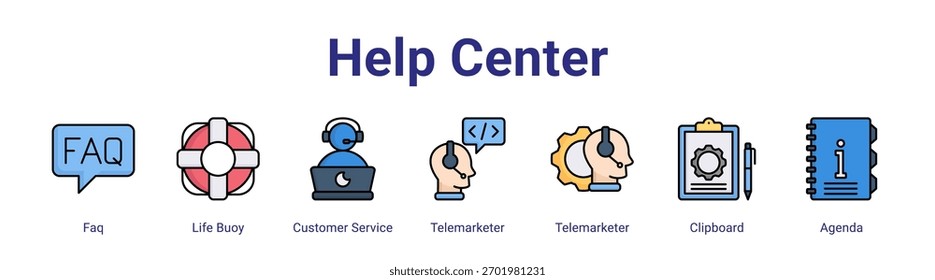 Help Center web banner icon element for design in a collection