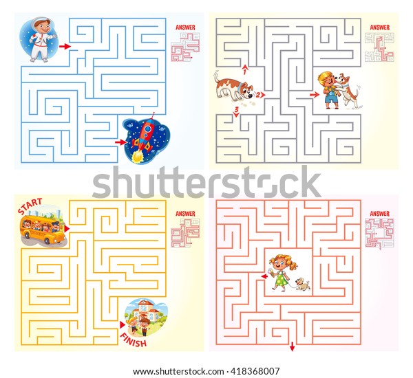 Help Character Find Way Out Maze Stock Vector Royalty Free 418368007