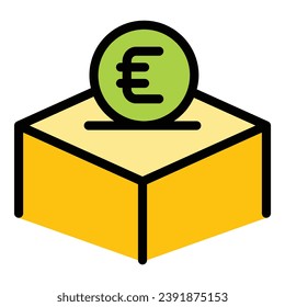 Help charity icon outline vector. Social money. Financial heart color flat