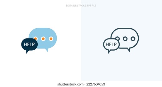 Help Chat icon for your website, logo, app, UI, product print. Help Chat concept flat Silhouette vector illustration icon. Editable stroke icons set. EPS file	