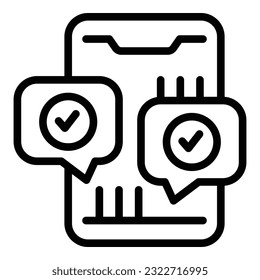 Ayuda al vector de contorno del icono del chat. Examen social. Marketing en línea