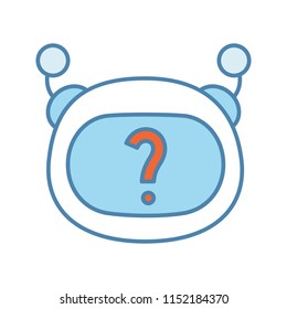 Help chatbot color icon. FAQ chat bot. Virtual assistant. Robot face with question mark. Artificial conversational entity. Artificial intelligence. Isolated vector illustration