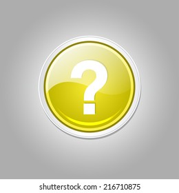 Help Circular Vector Yellow Web Icon Button