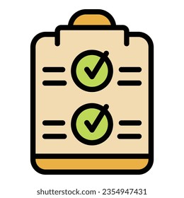 Help clipboard icon outline vector. Social review. Online customer color flat
